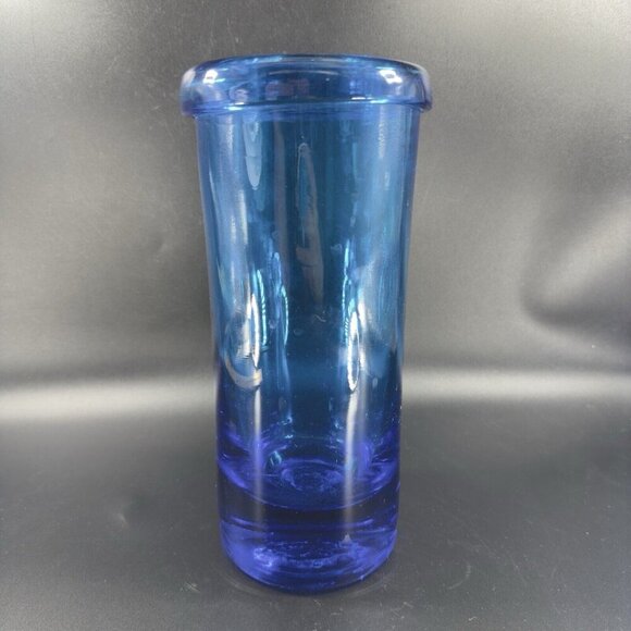 Blenko Joel Myers Roll Top Vase Cylinder Cobalt Blue Manganese 365nm Green UV - Picture 7 of 14